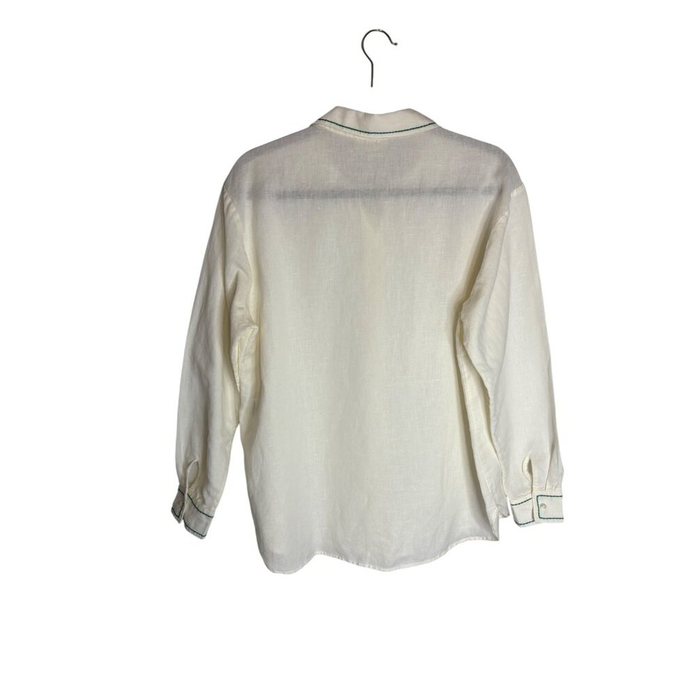 Sézane x Lucia Vergara Maxima Shirt Ecru with Embroidery-sz 38 (US 6) - Picture 6 of 14